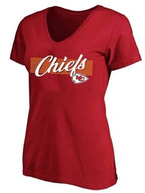 NFL Women's Red V-Neck Chiefs Graphic Tee
